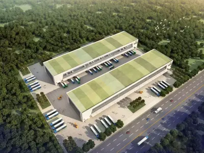 Modern Logistics Park with Cross-Dock Warehouses 3D model