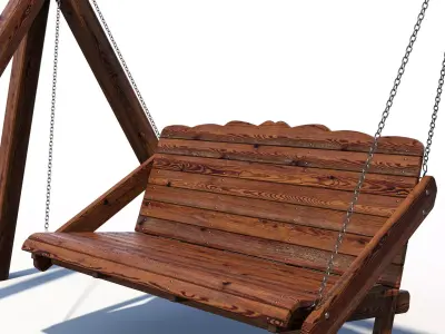 Wooden swing 3D model buy
