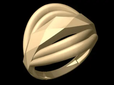 Chiseled Geometric Women Rings 3D Model Pack