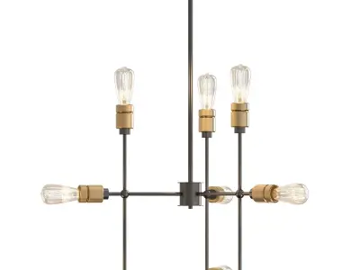 JERSEY industrial style chandelier with six light bulbs 3D model