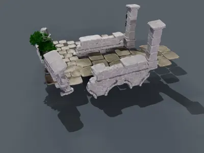 Ruin gate Low-poly 3D model