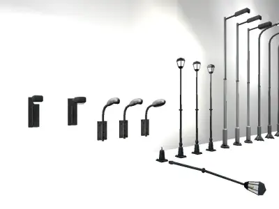 Street Light Set Low-poly 3D model