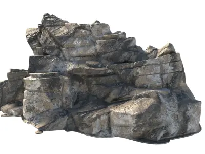 Grey cliff rock v11b Low-poly 3D model
