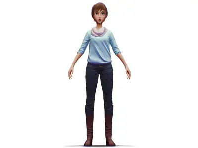 Young Woman - Smart Casual Clothes - Chic Street Style Outfit Low-poly 3D model