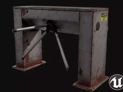 Turnstile metal gate Low-poly 3D model