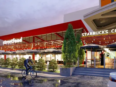 tenant and seating area concept visual 3D model with lumion 3D model