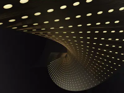 Luxurious Twisted Brass Floor Lamp  Sculptural Parametric  Light 3D model