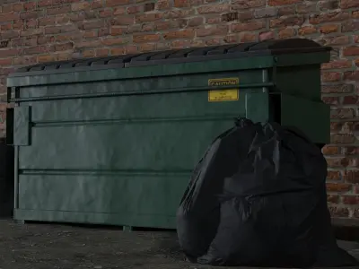 Dumpster trash can Low-poly 3D model buy