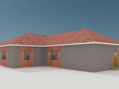 LOW POLY BUILDING 1 house with tile roof Low-poly 3D model