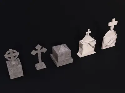 Tombstone low poly 3d model gravestones Low-poly 3D model