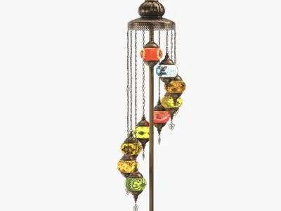 Handmade 9 Head Glass Floor Lamp 3D model