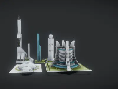 Future urban architecture in science fiction A01 3D model