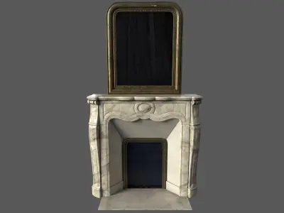 Chimney and Mirror Classic 18th Low-poly 3D model