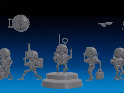EXPENDABLE SERVOCORES - ASSISTANT DROID SQUAD -MONOPOSE- 28mm 3D print model