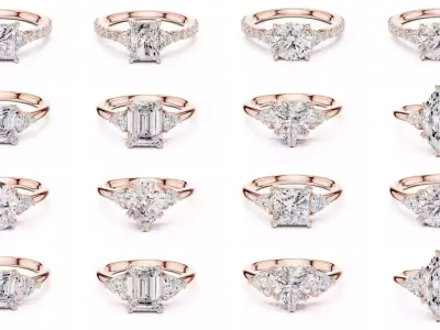 64 Trillion Diamond Ring 3DM STL OBJ FBX 3 Color Render Video 3D Model Pack