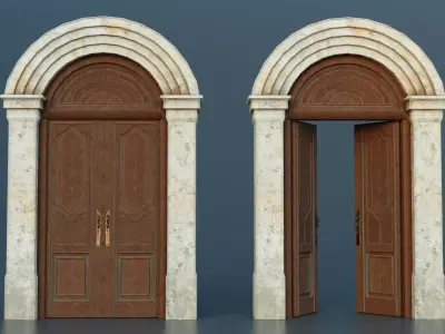 Mansion Engraved Exterior Door Low-poly 3D model