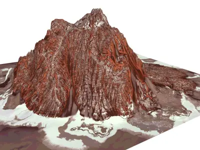 Red Snow ICE Mountain Canyon Desert Low Poly Terrain Rock 4 Low-poly 3D model