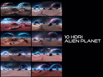 10 HDRIs Alien Planet  3D model