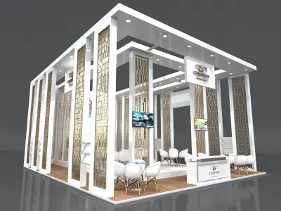 Exhibition Booth Stand Stall 10x8m Height 500 cm 3 Side Open 3D model