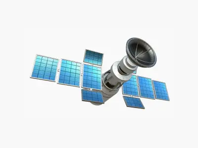 Satellite A05 Steel Blue - SciFi Space Design Low-poly 3D model