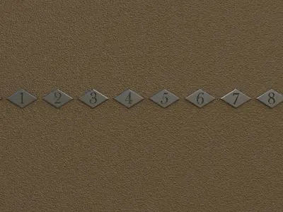 Rusty apartment numbers Low-poly 3D model