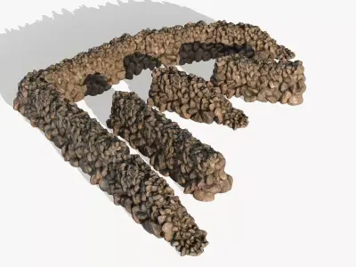 Modular Stone Wall Low-poly 3D model