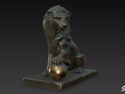 Lion Statue V40 Low-poly 3D model