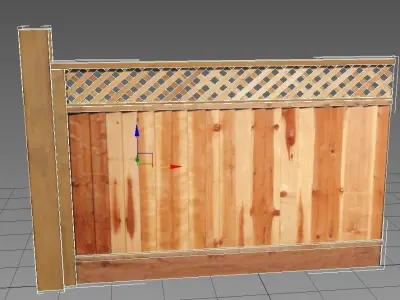 Fence 1 wooden with lattice 3D model