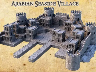 Arabian Seaside Village Tabletop Terrain 28 MM 3D print model
