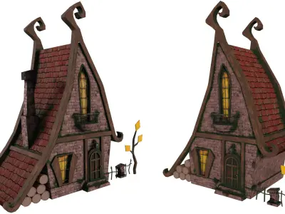 Low Poly Old House Low-poly 3D model