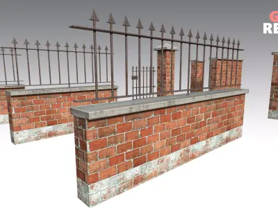 Brick Wall Pack PBR - Modular - Version 4 -  Low-poly 3D model