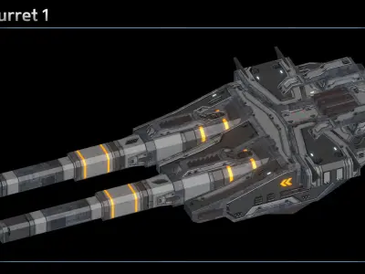 Scifi Turrets Low-poly 3D model