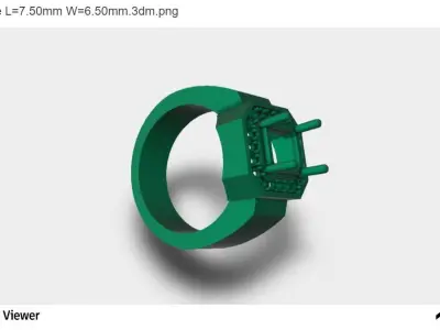 Men Ring with an Asscher Cut Center 3D print model