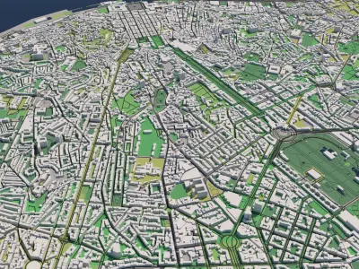 Lisbon Portugal 25x25km City 3D Map 3D model