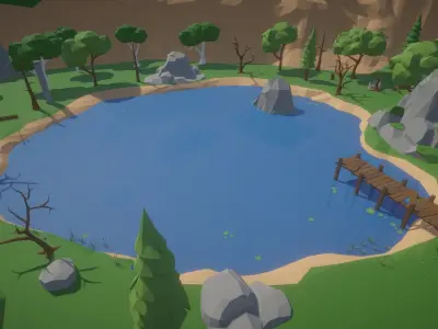 Low Poly Medieval Fantasy Ruins Low-poly 3D model