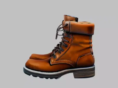 leather boots Low-poly 3D model