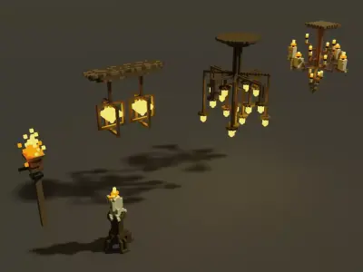 Voxel Medieval Lightning  Low-poly 3D model