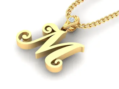 Light Gold Fancy Font Pendant M 3D print model