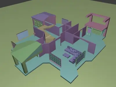 Suburban House mansionette 3D model