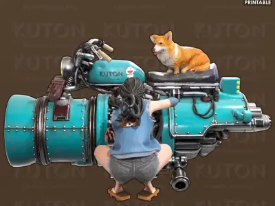 TOUJOU steampunk motorcycle 3D print model