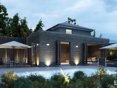 VRay - C4D Scene files - House Jackson Exterior 3D model 3D model