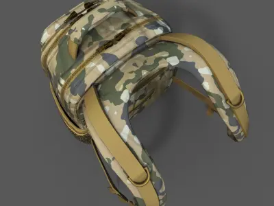 Backpack military combat soldier fabric human  Low-poly 3D model