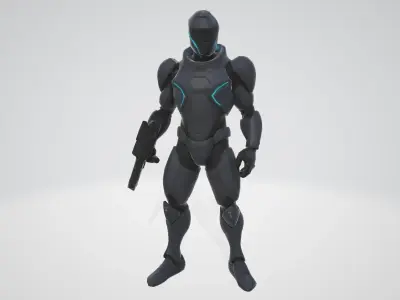 Sci-Fi Police Soldier  Low-Poly 3D Model  Low-poly 3D model