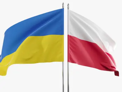 Flag Poland Ukraine Support 3D model
