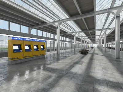 Train Station 01 Low-poly 3D model