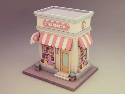 cartoon pharmacy 01 Low-poly 3D model