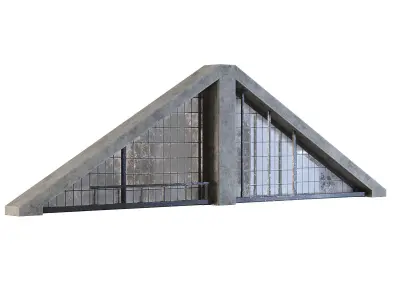 Factory Front Wall Triangle with Windows 3D model