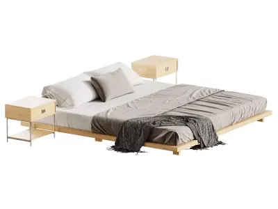 Japanese Style King Low Bed 3D model