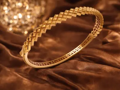 LYRION  Geometric Women Gold Bangle 3D print model
