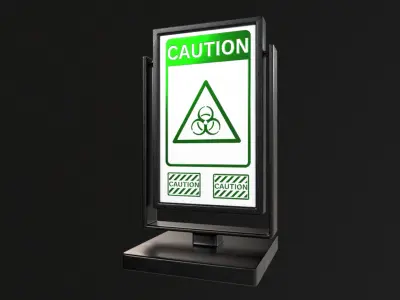 Promotional Stand with Caution and Biohazard Sign - PBR Textures 3D model